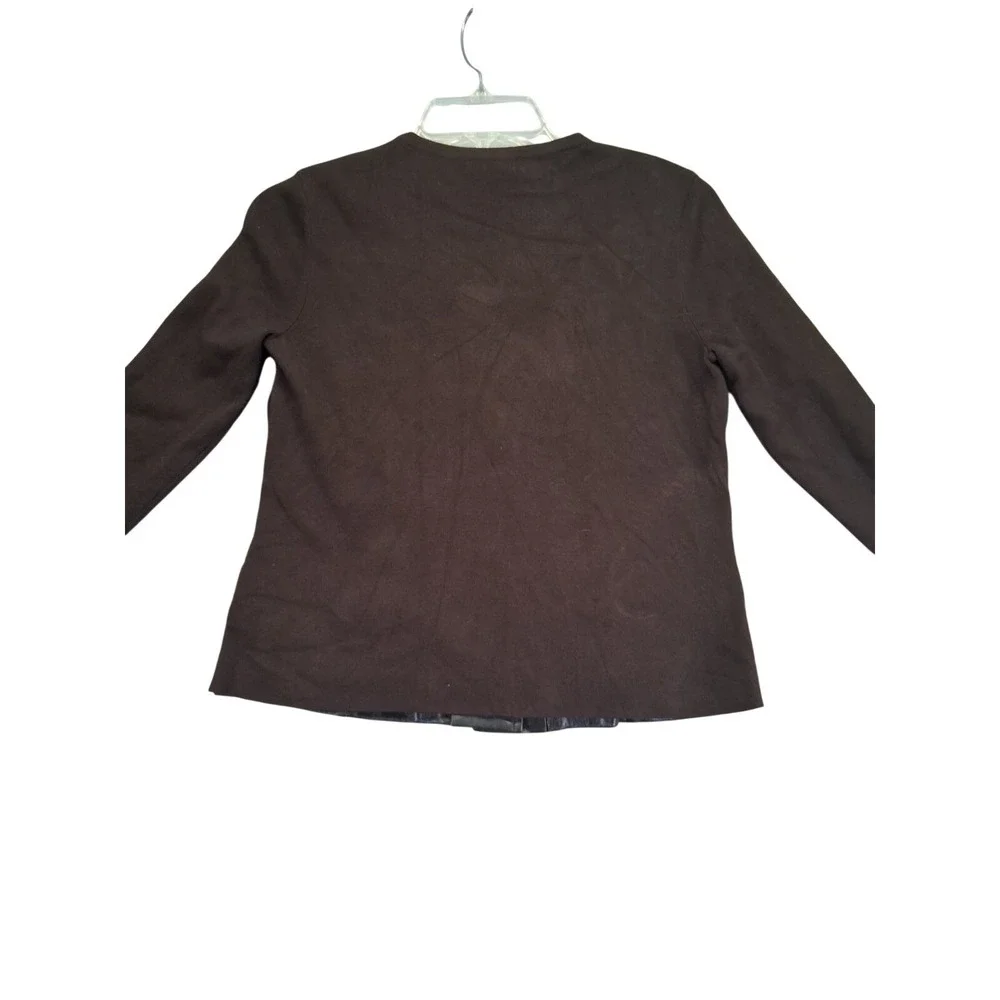 Anne Klein Women's Front 100% Leather Jacket 3/4‎ Length Button Up Size PM